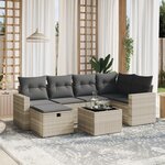 vidaXL Salon de jardin avec coussins 7 Pièces gris clair résine tressée