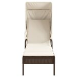 vidaXL Chaises longues lot de 2 et auvents et table marron poly rotin