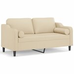 vidaXL Canapé 2 places avec oreillers décoratifs crème 140 cm tissu