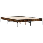 vidaXL Cadre de lit chêne fumé 120x190 cm bois d'ingénierie et métal