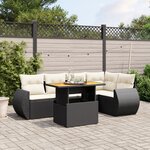 vidaXL Salon de jardin 6 Pièces avec coussins noir résine tressée