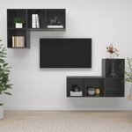 vidaXL Meubles TV muraux 4 Pièces Gris brillant Bois d'ingénierie