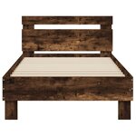 vidaXL Cadre de lit tête de lit et lumières LED chêne fumé 90x190 cm