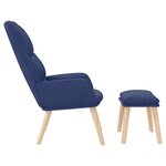 vidaXL Chaise de relaxation avec tabouret Bleu Tissu