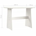 vidaXL Table à manger avec banc Blanc Bois de pin solide