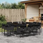 vidaXL Ensemble à manger de jardin 11 Pièces coussins noir résine tressée