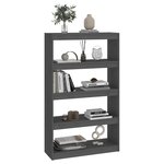 vidaXL Bibliothèque/Séparateur de pièce Gris 80x30x135 5 cm Pin solide