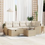 vidaXL Ensemble de 7 pièces de canapé de jardin avec coussins beige poly rotin