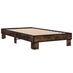 vidaXL Cadre de lit chêne fumé 100x200 cm bois d'ingénierie et métal