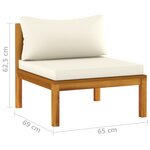 vidaXL Salon de jardin 5 Pièces avec coussin crème Bois d'acacia solide