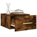 vidaXL Table de chevet murale chêne fumé 35x35x20 cm