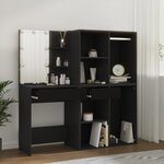 vidaXL Coiffeuse à LED avec armoires noir bois d'ingénierie
