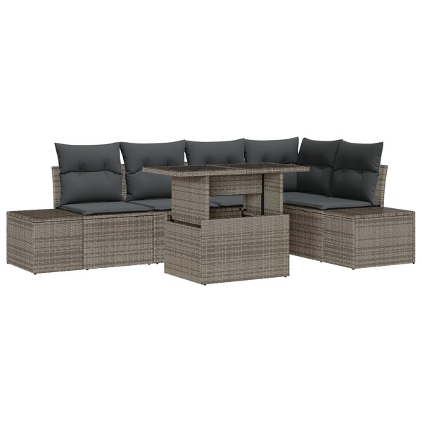 vidaXL Ensemble de Canapé de Jardin de 6 pièces avec Coussins Gris en Rattan