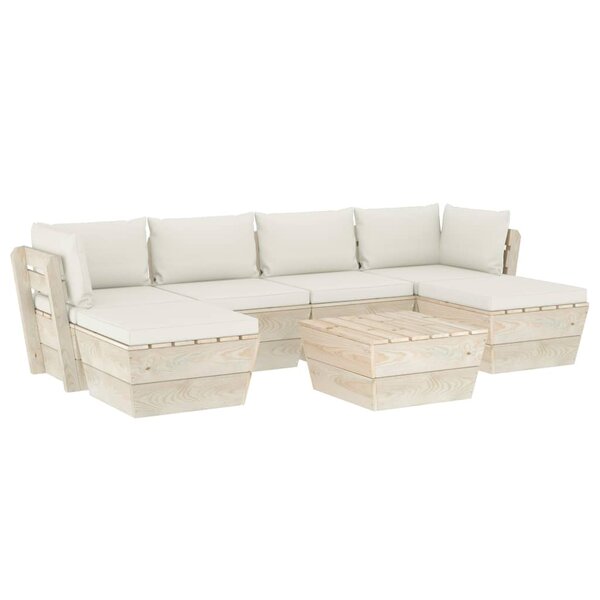vidaXL Salon de jardin palette 7 Pièces avec coussins bois d'épicéa