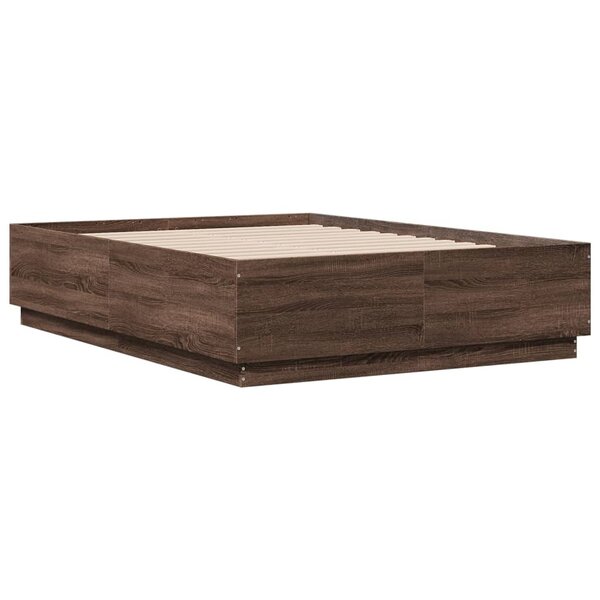 vidaXL Cadre de lit chêne marron 140x190 cm bois d'ingénierie