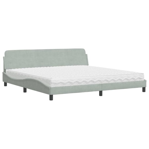 vidaXL Lit avec matelas gris clair 200x200 cm velours