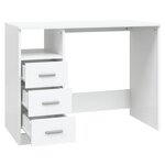 Bureau table poste de travail meuble d'ordinateur informatique étude avec tiroirs 102 x 50 x 76 cm bois d'ingénierie blanc 02_0023465