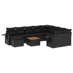 vidaXL Salon de jardin 11 Pièces avec coussins noir résine tressée