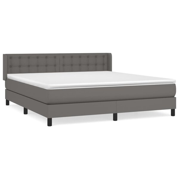 vidaXL Sommier à lattes de lit avec matelas Gris 160x200 cm Similicuir