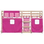 vidaXL Lit superposé avec rideaux rose 80x200 cm bois pin massif
