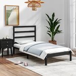 vidaXL Cadre de lit Noir Bois massif 75x190 cm Petit simple