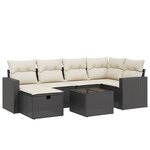 vidaXL Salon de jardin 7 Pièces avec coussins noir résine tressée