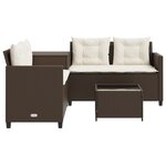 vidaXL Canapé de jardin avec table et coussins en forme de L marron