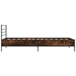 vidaXL Cadre de lit chêne fumé 100x200 cm bois d'ingénierie et métal