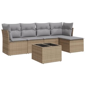 vidaXL Salon de jardin avec coussins 6 Pièces beige résine tressée