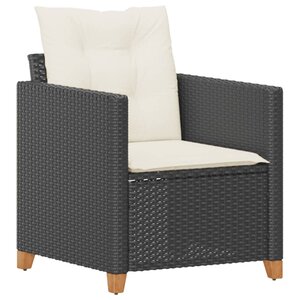 vidaXL Chaise de jardin avec coussins noir résine tressée