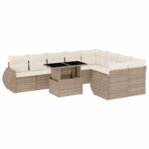 vidaXL Salon de jardin avec coussins 10 Pièces beige résine tressée