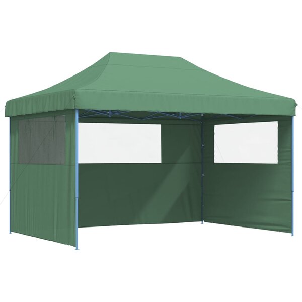 vidaXL Tente de réception pliable escamotable 3 parois latérales vert