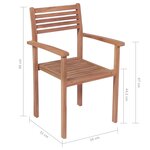 vidaXL Chaises de jardin empilables avec coussins 6 Pièces Teck solide