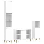 vidaXL Ensemble de meubles salle de bain 3 Pièces blanc bois d'ingénierie