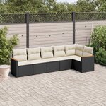 vidaXL Salon de jardin 6 Pièces avec coussins noir résine tressée
