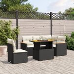 vidaXL Salon de jardin 6 Pièces avec coussins noir résine tressée