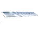 vidaXL Auvent automatique capteur de vent/LED 600x300 cm Bleu et blanc