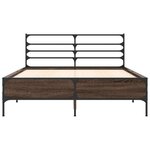 vidaXL Cadre de lit chêne marron 135x190 cm bois d'ingénierie et métal