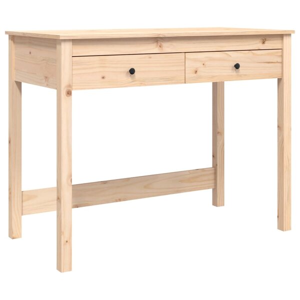 Bureau table poste de travail meuble d'ordinateur informatique étude avec tiroirs 100 x 50 x 78 cm bois massif de pin brun 02_0023459