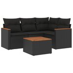 vidaXL Salon de jardin 5 Pièces avec coussins noir résine tressée