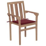 vidaXL Chaises de jardin 2Pièces avec coussins rouge bordeaux Teck massif