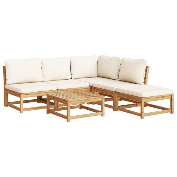 vidaXL Salon de jardin 6 Pièces avec coussins bois d'acacia solide