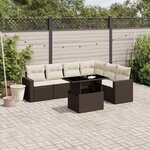 vidaXL Salon de jardin avec coussins 7 Pièces marron résine tressée
