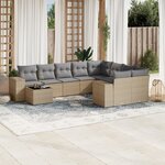 vidaXL Salon de jardin avec coussins 10 Pièces beige résine tressée