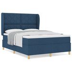 Lit Box Spring vidaXL avec Matelas Bleu 160x200 cm en Tissu