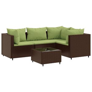 vidaXL Salon de jardin 5 Pièces avec coussins Marron Résine tressée