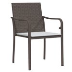 Ensemble repas de jardin 5 pièces avec coussins en poly rotin marron