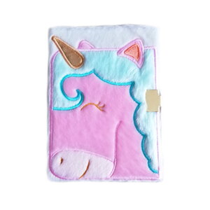 Journal intime couverture peluche - 12 x 17 cm - licorne