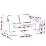 vidaXL Canapé à 2 places Gris foncé 120 cm Tissu