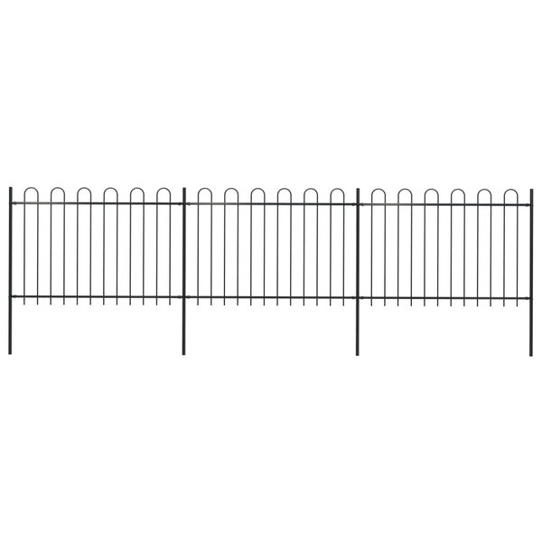 vidaXL Clôture de jardin avec dessus en cerceau Acier 5 1 x 1 2 m Noir